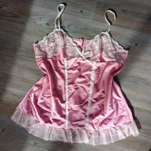 Pink Floral Lace Japanese Coquette Camisole